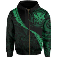 Hawaiian Kanaka Hoodie (Zipper) Mano Kihikihi Green - Polynesian Pride