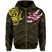 Hawaiian Kanaka Hoodie (Zipper) Heart Tattoo Yellow - Polynesian Pride