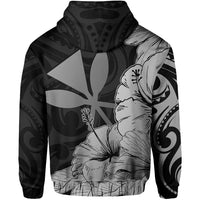 Hawaii Turtle Hoodie (Zipper) Polynesian Hibiscus Art Ver 2.0 Gray - Polynesian Pride