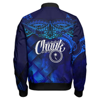 Chuuk Polynesian Sleeve Zip Bomber Jacket - Lauhala Coat Of Arms - Polynesian Pride