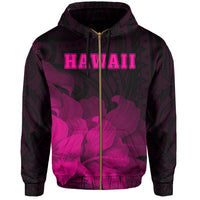 Tropic Hibiscus Seal of Hawaii Zip Hoodie Pink - Polynesian Pride