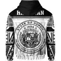 Polynesian Seal of Hawaii Zip Hoodie White NRP Style - Polynesian Pride