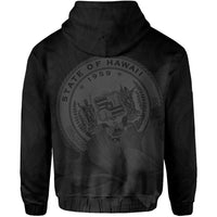 Tropic Hibiscus Seal of Hawaii Zip Hoodie Gray - Polynesian Pride