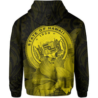 Tropic Hibiscus Seal of Hawaii Zip Hoodie Yellow - Polynesian Pride