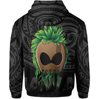 Polynesian Hula Man Helmet Hawaii Zip Hoodie White - Polynesian Pride