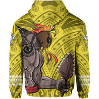 Polynesian Islands Warrior Kakau Hawaii Hoodie Yellow - Polynesian Pride