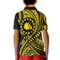 Custom Mangaia Cook Islands Polo Shirt Gold Polynesian Wave Style LT9 - Polynesian Pride