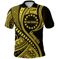 Mangaia Cook Islands Polo Shirt Gold Polynesian Wave Style LT9 Adult Gold - Polynesian Pride