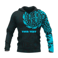 Maori Tangaroa Tattoo Pullover Hoodie Custom Blue Unisex Black - Polynesian Pride
