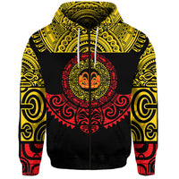 Custom Marquesas Islands Zip Hoodie Marquesan Tattoo Simplified Version Yellow LT8 - Polynesian Pride