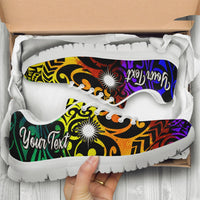 Marshall Islands Custom Personalised Sneakers - Rainbow Polynesian Pattern - Polynesian Pride