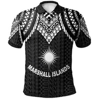 Marshall Islands Polo Shirt Polynesian Armor Style Black Unisex Black - Polynesian Pride