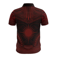 Marshall Islands Polo Shirt Marshall Islands Flag Polynesian Chief Tattoo Red Version - Polynesian Pride
