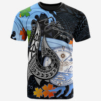 Marshall islands Custom T Shirt Fish Hooks And Wave Unisex Black - Polynesian Pride
