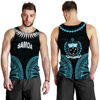 Samoa Ula Nifo Tribal Men Tank Top Blue Style LT6 - Polynesian Pride