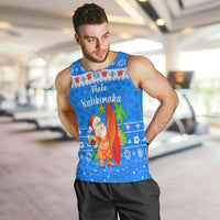 Hawaii Christmas Men Tank Top Santa Claus Surfing Simple Style - Blue LT8 - Polynesian Pride