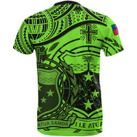 Samoa T Shirt Samoan Flag Coat of Arms Green A02 - Polynesian Pride