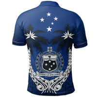 Samoa Polo Shirt Samoan Coat Of Arms Coconut Tree (Blue) A02 - Polynesian Pride