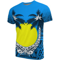 Palau T Shirts Palau Flag Coconut Tree A02 Unisex Blue - Polynesian Pride