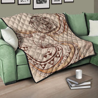 Nauru Premium Quilt - Hibiscus Flowers Vintage Style - Polynesian Pride