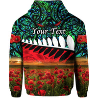 Custom New Zealand Maori ANZAC Hoodie Poppy Vibes Turquoise LT8 - Polynesian Pride