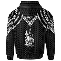 New Caledonia Zip up Hoodie Polynesian Armor Style Black - Polynesian Pride