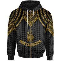 New Caledonia Zip up Hoodie Polynesian Armor Style Gold Unisex Gold - Polynesian Pride