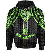 New Caledonia Zip up Hoodie Polynesian Armor Style Green Unisex Green - Polynesian Pride