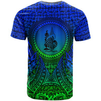 New Caledonia T Shirt Circle Pattern Blue - Polynesian Pride