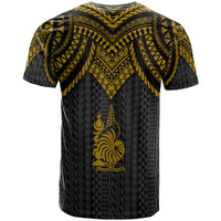 New Caledonia Custom T Shirt Polynesian Armor Style Gold - Polynesian Pride