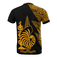 New Caledonia T Shirt Polynesian Pattern Gold Flash Style - Polynesian Pride