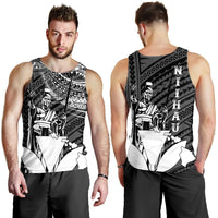 Hawaiian King Kanaka Map Polynesian Niihau Men's Tank Top - White - Hala Style - AH White - Polynesian Pride