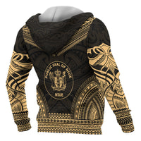 Niue Polynesian Chief Custom Zip up Hoodie Gold Version - Polynesian Pride