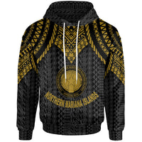 Northern Mariana Islands Hoodie Polynesian Armor Style Gold Unisex Gold - Polynesian Pride