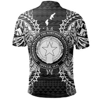 Northern Mariana Islands Polo Shirt Seal Map Polynesian Tattoo Black - Polynesian Pride