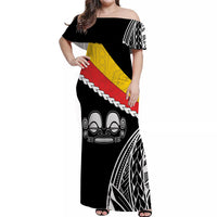 Marquesas Islands Off Shoulder Long Dress Style Life LT13 Long Dress Black - Polynesian Pride