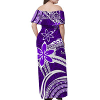 (Custom Personalised) Hawaii Flowers Wave Off Shoulder Long Dress Kanaka Maoli Purple Polynesian LT13 - Polynesian Pride