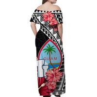 Guam Chamorro Off Shoulder Long Dress Happy Liberation Day Latte Stone Version Black LT13 - Polynesian Pride