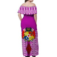 Tonga Rugby Off Shoulder Long Dress Kupesi Ngatu Ver.04 LT13 - Polynesian Pride