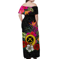 Vanuatu Off Shoulder Long Dress Polynesia Delightful Version 08 LT13 - Polynesian Pride