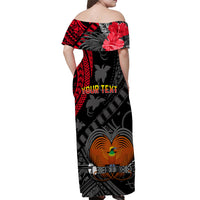 (Custom Personalised) Papua New Guinea Off Shoulder Long Dress Raggiana Birds Of Paradise Happy 47th Independence Day LT13 - Polynesian Pride