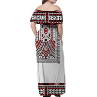 (Custom Personalised) Polynesian Off Shoulder Long Dress Dashiki With Polynesian Tattoo Royal Version LT14 - Polynesian Pride