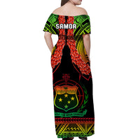 Samoa Rugby Matching Dress and Hawaiian Shirt Teuila Torch Ginger Gradient Style LT14 - Polynesian Pride
