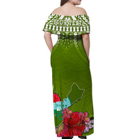 Custom Guam Chamorro Matching Hawaiian Shirt and Dress Guaman Latte Stone Tropical Flowers Green Version LT14 - Polynesian Pride