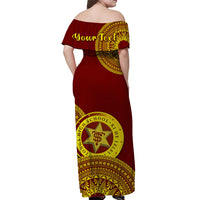 (Custom Personalised) Tonga High School Off Shoulder Long Dress Tongan Ngatu Pattern LT14 - Polynesian Pride