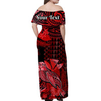 Custom Hawaii Monk Seal Matching Dress and Hawaiian Shirt Kakau with Kanaka Red LT14 - Polynesian Pride