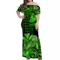 Custom Hawaii Monk Seal Matching Dress and Hawaiian Shirt Kakau with Kanaka Green LT14 - Polynesian Pride