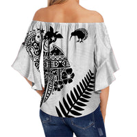 Papua New Guinea and New Zealand Off Shoulder Waist Wrap Top White Maori Polynesian LT13 - Polynesian Pride
