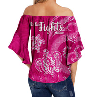 Breast Cancer Awareness Off Shoulder Waist Wrap Top Hibiscus Polynesian No One Fights Alone LT13 - Polynesian Pride