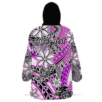 (Custom Personalised) Hawaii Wearable Blanket Hoodie Tribal Plumeria With Polynesian Turtle Ver.02 LT14 - Polynesian Pride
